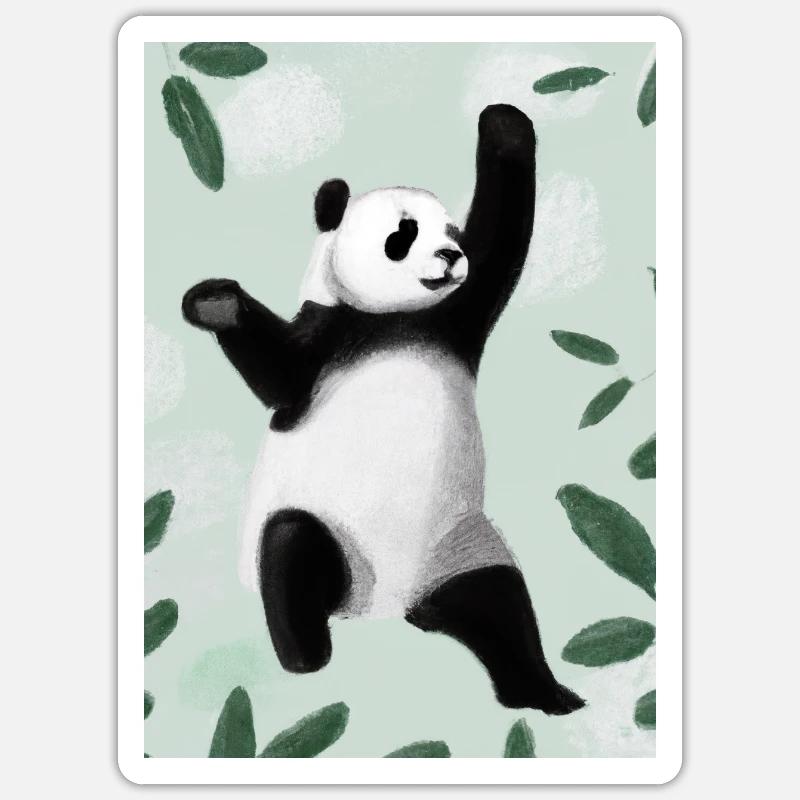 Panda zwischen Blättern - Sticker Größe S (10 x 10 cm) - Mattweiß