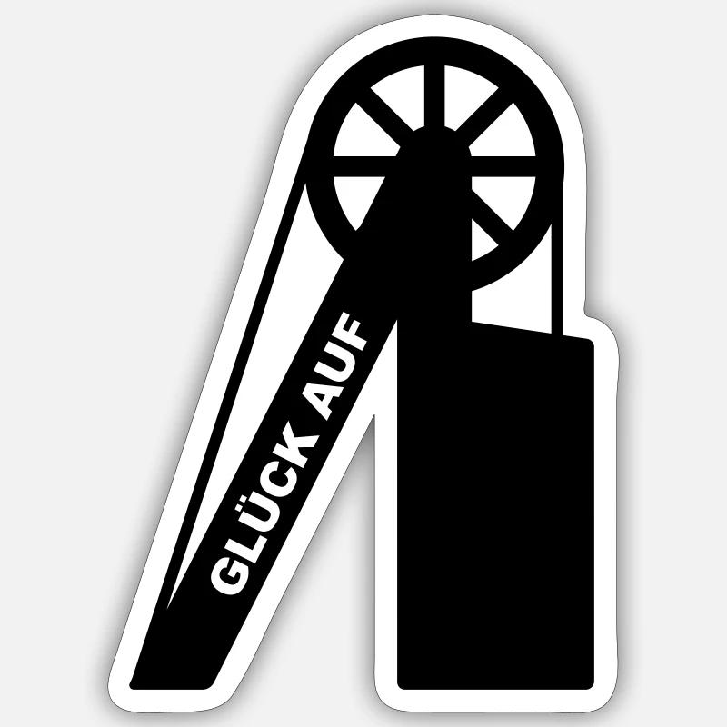 Glück Auf Förderturm - Sticker Größe S (10 x 10 cm) - Mattweiß