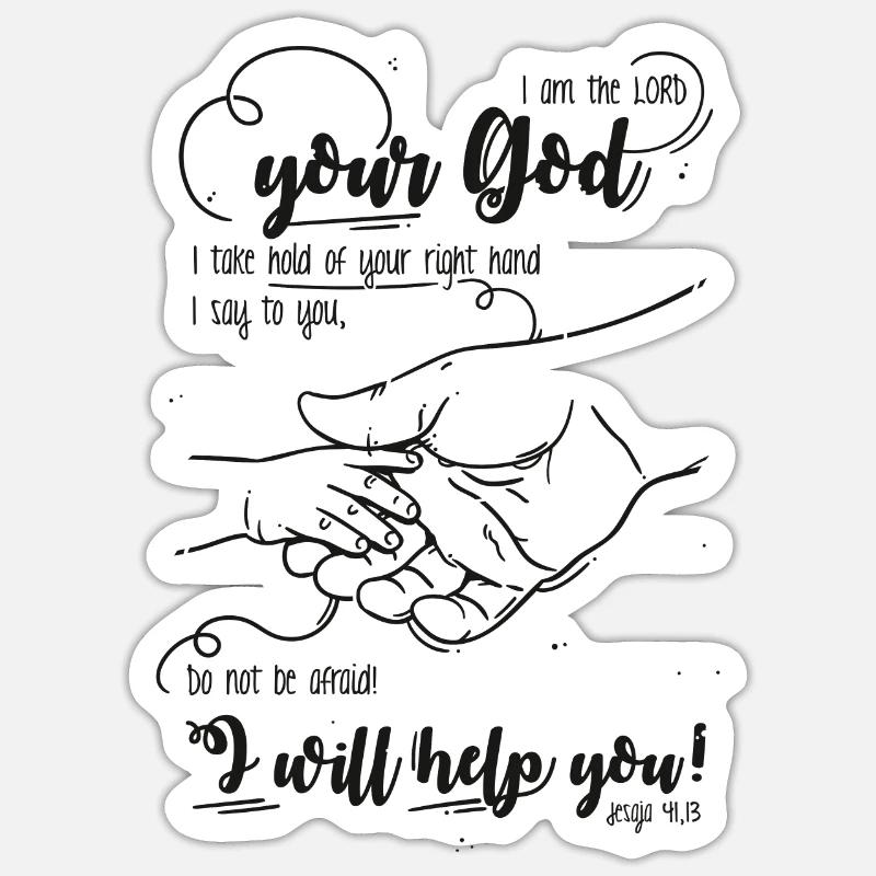 Jesaja Bibelvers Ich helfe dir - Sticker Größe S (10 x 10 cm) - Mattweiß