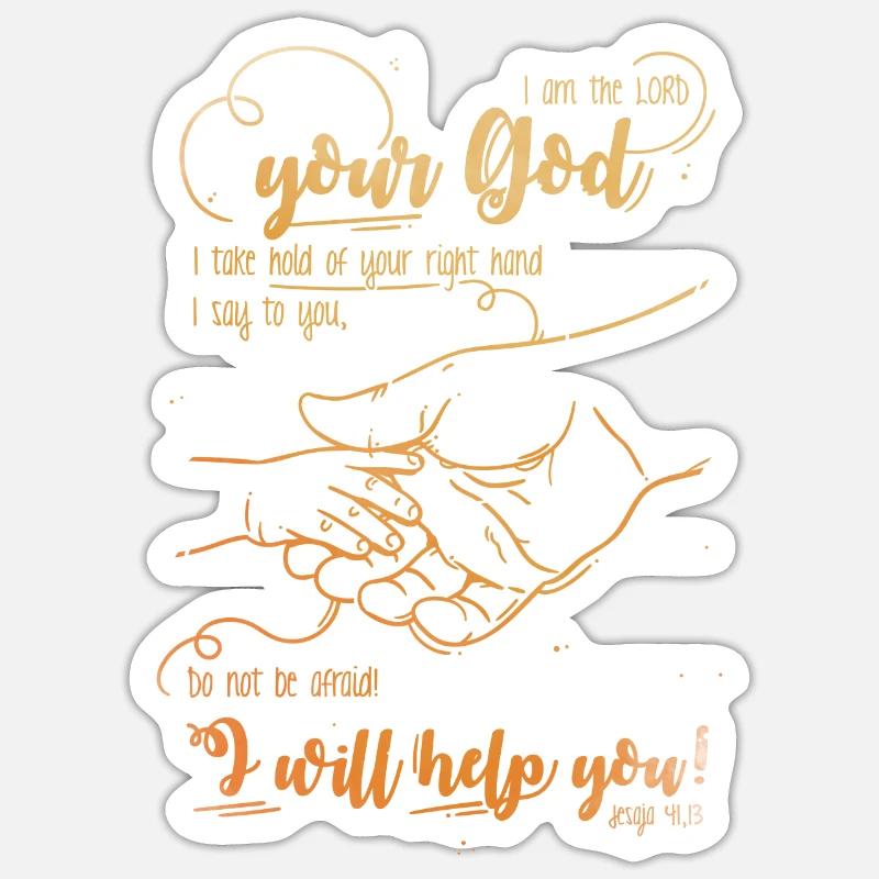 Jesaja Bibelvers Ich helfe dir - Sticker Größe S (10 x 10 cm) - Mattweiß