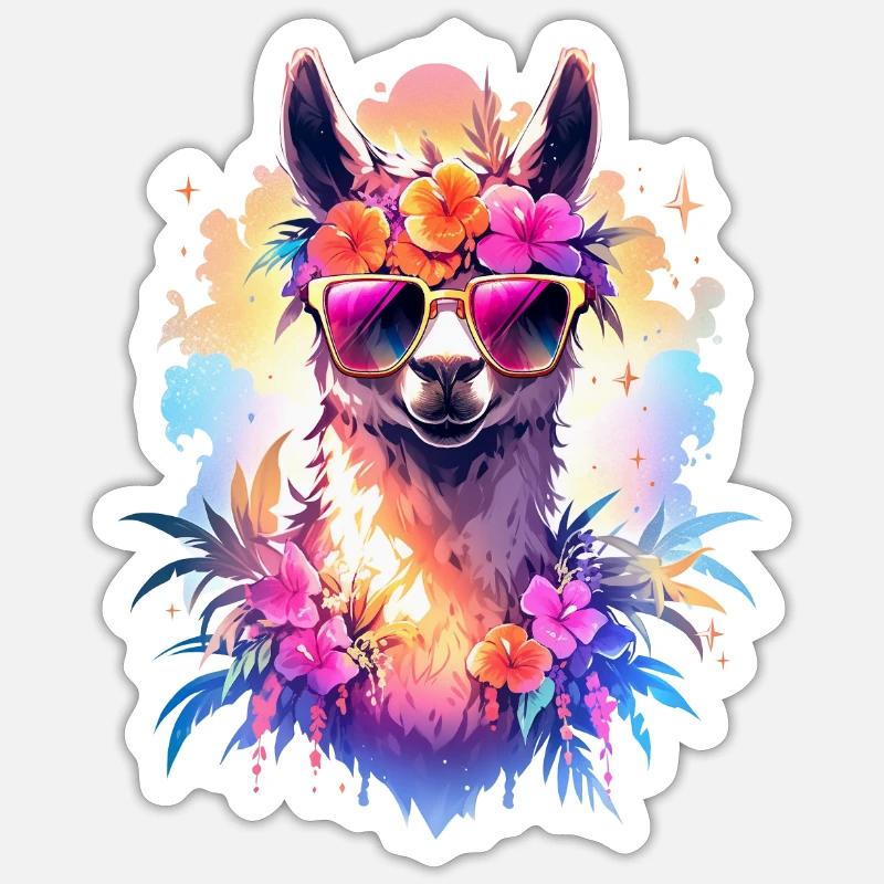 Lama - Sticker Größe S (10 x 10 cm) - Mattweiß
