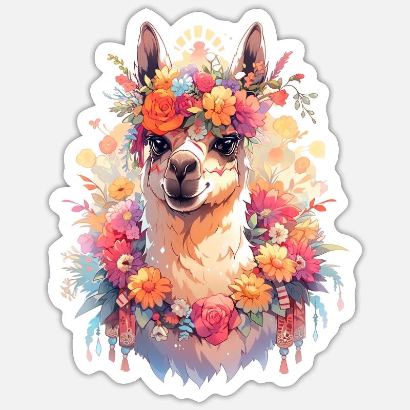 Lama - Sticker Größe S (10 x 10 cm) - Mattweiß