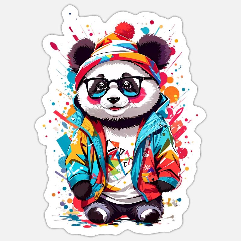 Cool Panda - Sticker taille S (10 x 10 cm) - blanc mat