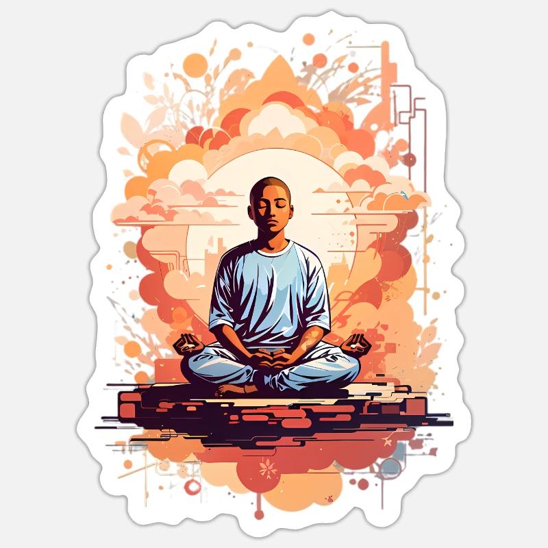 Exercice de méditation - Sticker taille S (10 x 10 cm) - blanc mat