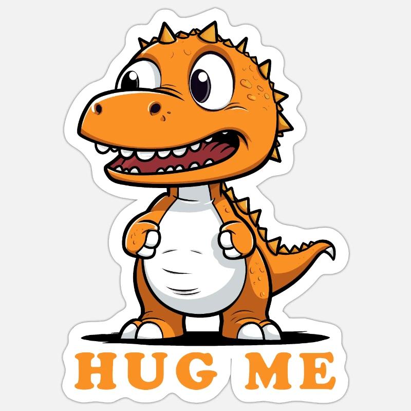 Hug Me Drache - Sticker Größe S (10 x 10 cm) - Mattweiß