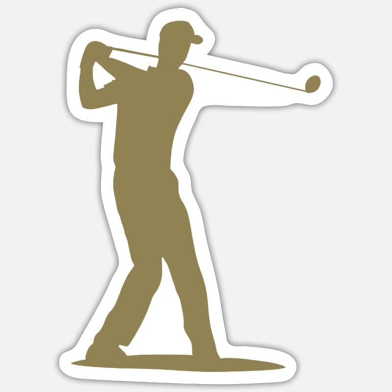 Silhouette de golfeur - Tee Golf - Sticker taille S (10 x 10 cm) - blanc mat