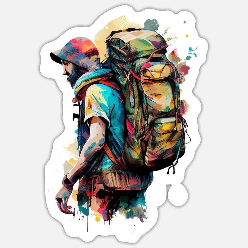 Graffiti Backpacker Design - Sticker taille S (10 x 10 cm) - blanc mat