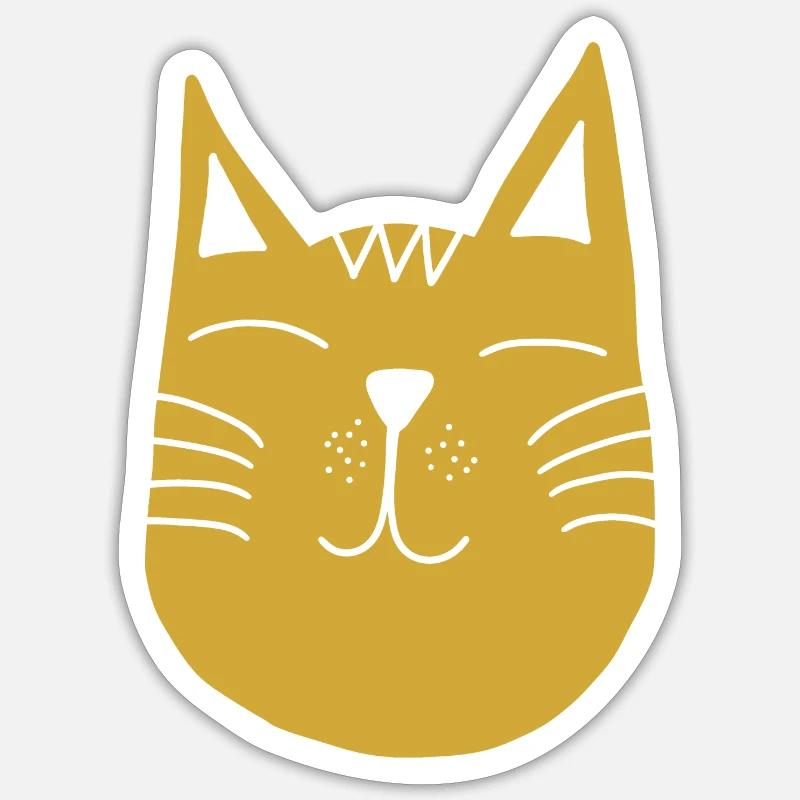 Scandinave Cat Cat Lover - Sticker taille S (10 x 10 cm) - blanc mat