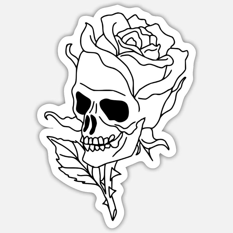 Schädel - Sticker Größe S (10 x 10 cm) - Mattweiß
