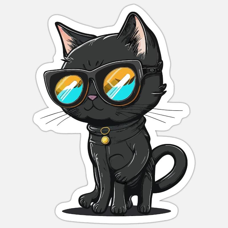 Katzenmode - Sticker Größe S (10 x 10 cm) - Mattweiß