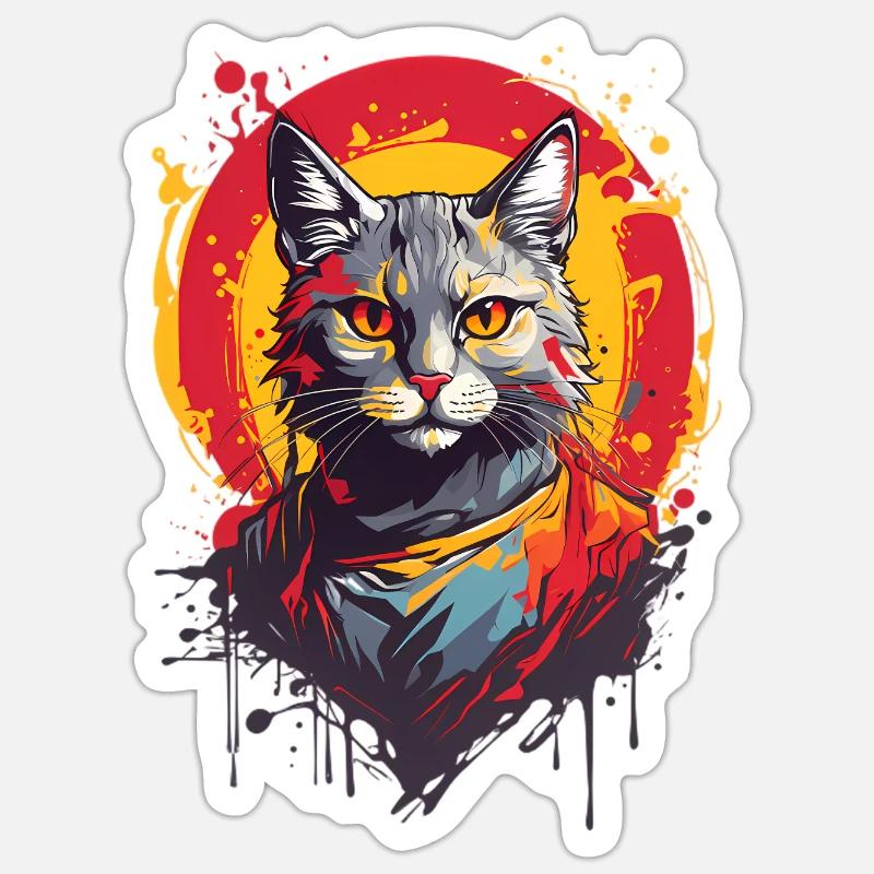 Chat cool - Sticker taille S (10 x 10 cm) - blanc mat