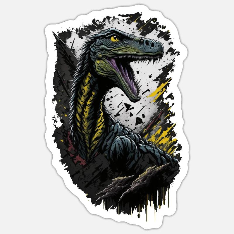 Vélociraptor - Sticker taille S (10 x 10 cm) - blanc mat