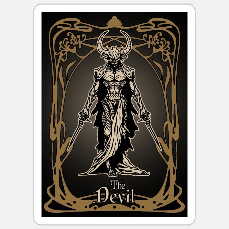 Carte tarot The Devil Sticker taille S (10 x 10 cm)