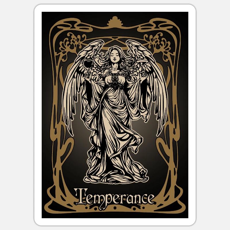 Carte tarot Temperance - Sticker taille S (10 x 10 cm) - blanc mat