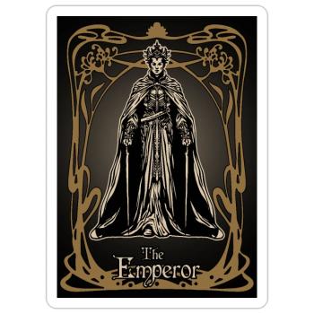 Die Kaiser Tarotkarte - Sticker Größe S (10 x 10 cm) - Mattweiß - Vorne
