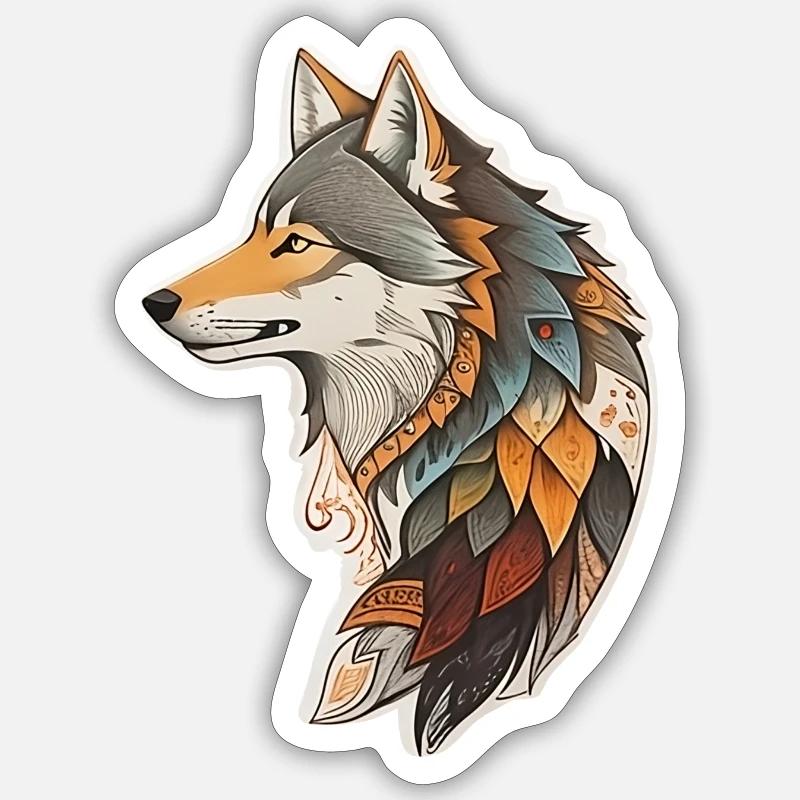 Wolf - Sticker Größe S (10 x 10 cm) - Mattweiß