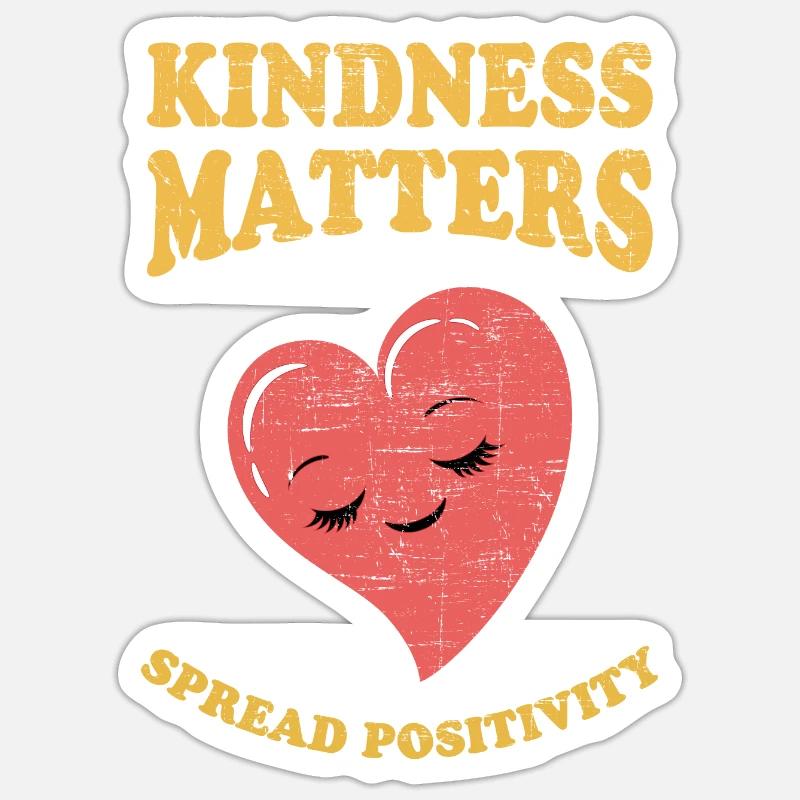 Kindness Matters Spread Positivity - Heart Retro Sticker taille S (10 x 10 cm)