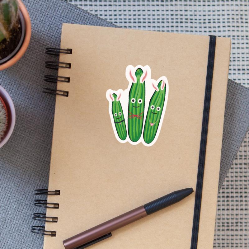 Trio de concombre,concombre,concombre,concombre,concombre,concombre,lapins, lapins Sticker taille S (10 x 10 cm)