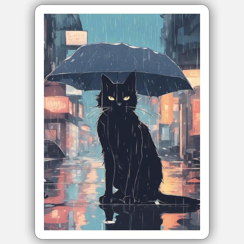 Cute Grumpy Black Cat - Sticker size S (10 x 10 cm) - white matte