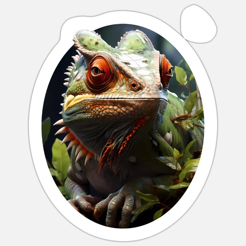 Caméléon - Sticker taille S (10 x 10 cm) - blanc mat