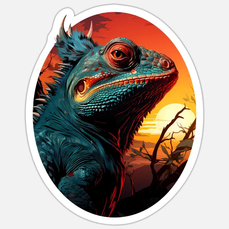 Caméléon - Sticker taille S (10 x 10 cm) - blanc mat