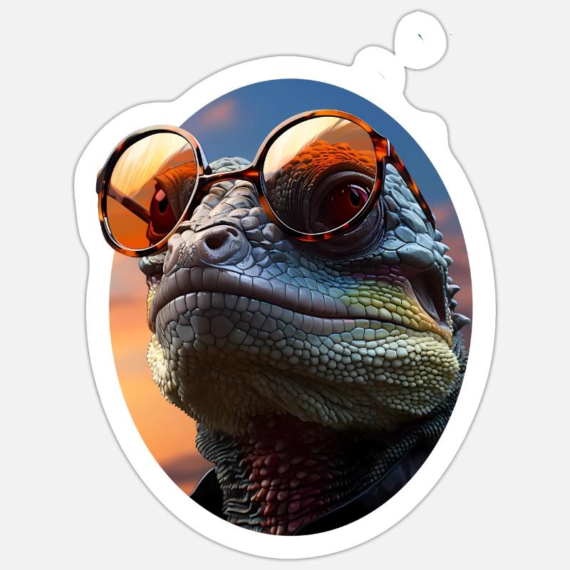 Caméléon - Sticker taille S (10 x 10 cm) - blanc mat
