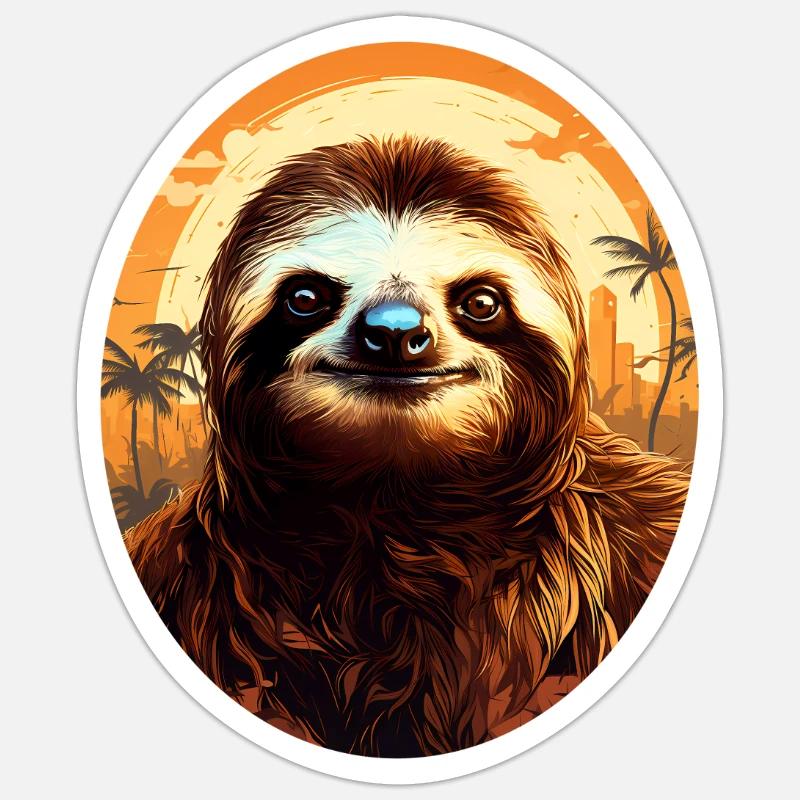 Faultier - Sticker Größe S (10 x 10 cm) - Mattweiß