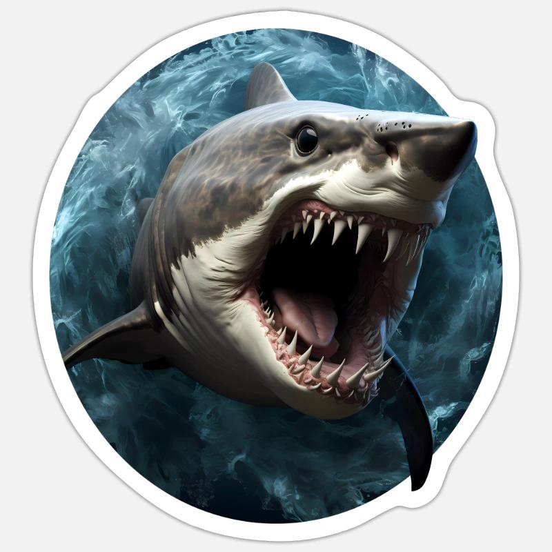 Requin - Sticker taille S (10 x 10 cm) - blanc mat