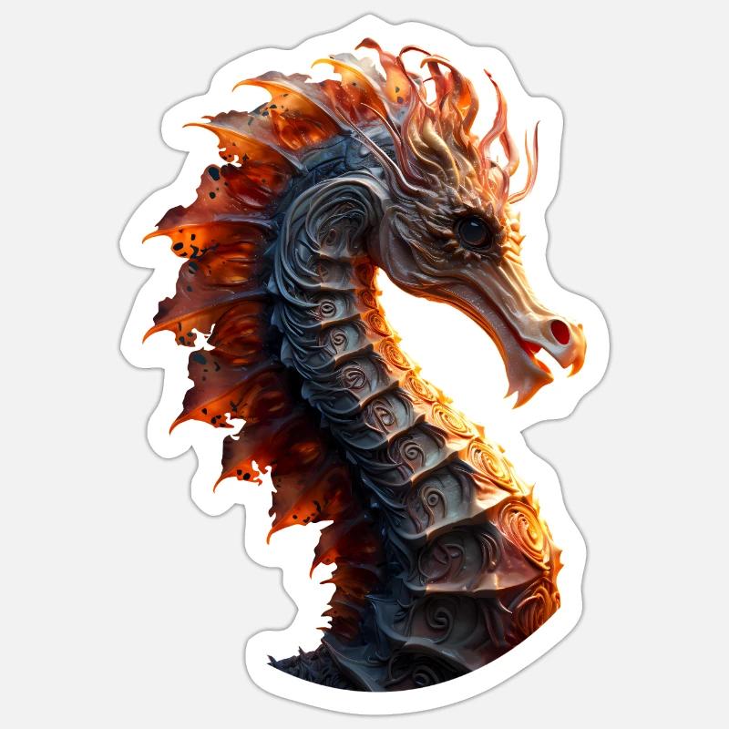 Hippocampe - Sticker taille S (10 x 10 cm) - blanc mat