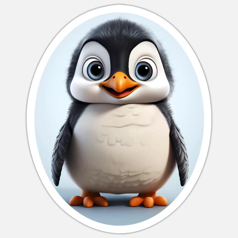 Pingouin - Sticker taille S (10 x 10 cm) - blanc mat
