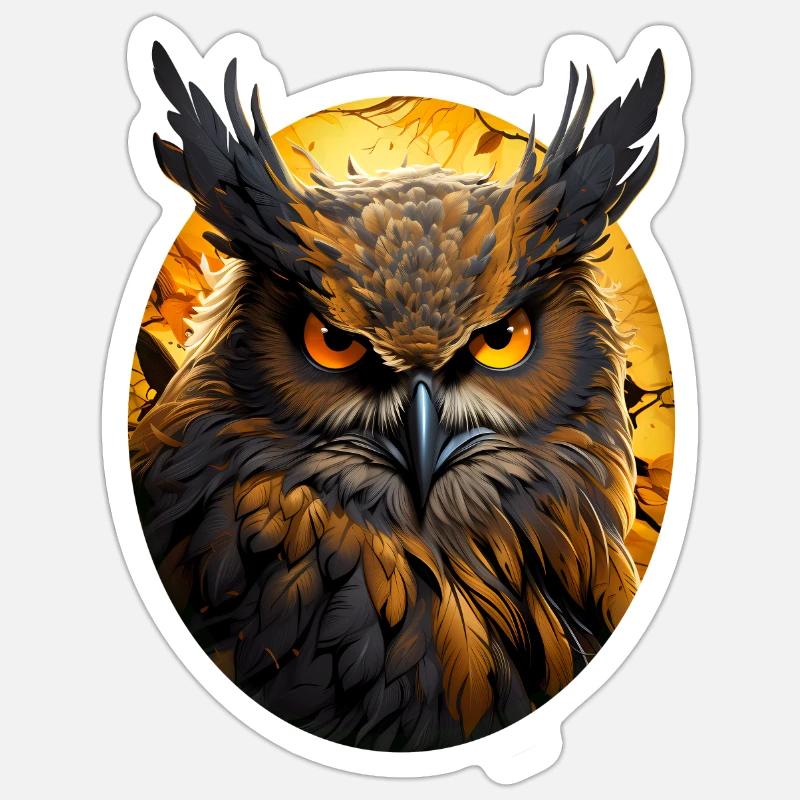 Eule - Sticker Größe S (10 x 10 cm) - Mattweiß