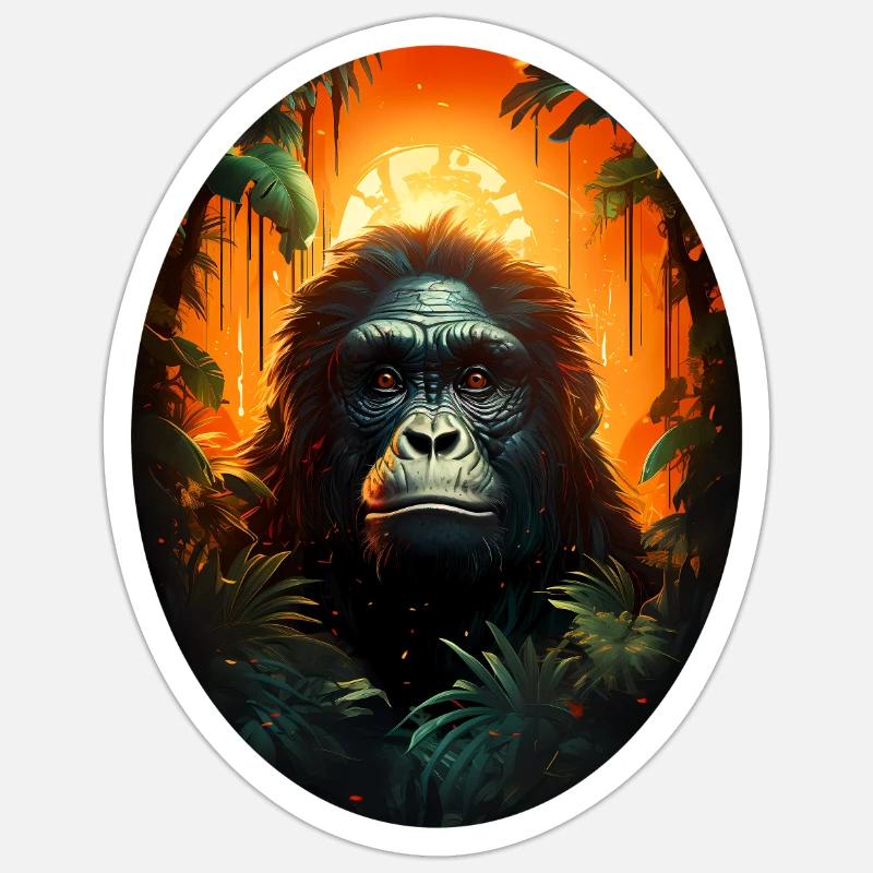 Gorilla - Sticker Größe S (10 x 10 cm) - Mattweiß