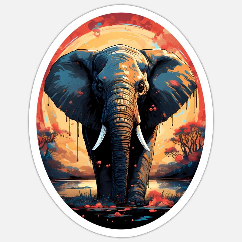Éléphant - Sticker taille S (10 x 10 cm) - blanc mat