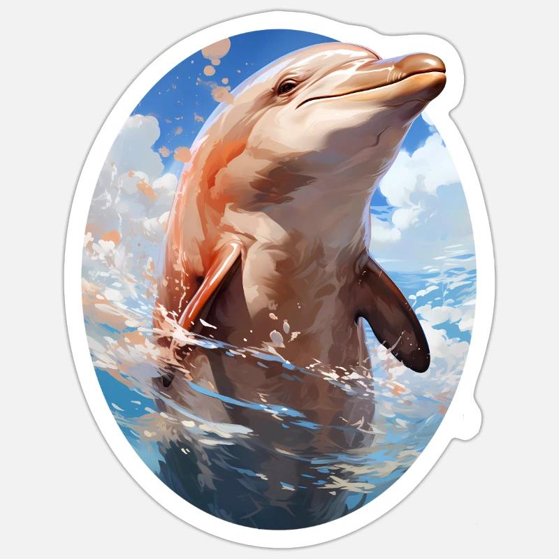 Delfin - Sticker Größe S (10 x 10 cm) - Mattweiß