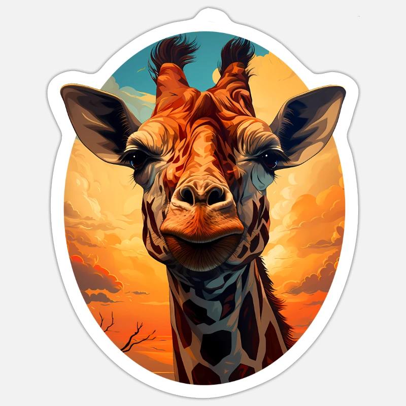 Girafe - Sticker taille S (10 x 10 cm) - blanc mat