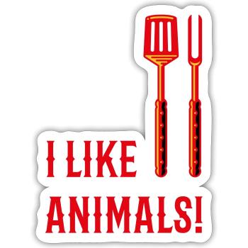 I Like Animals! (Grill Cutlery / 3C) - Sticker size S (10 x 10 cm) - white matte - Front
