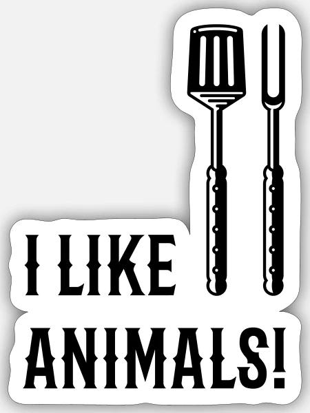 I Like Animals! (Grillbesteck / Black) - Sticker Größe S (10 x 10 cm) - Mattweiß