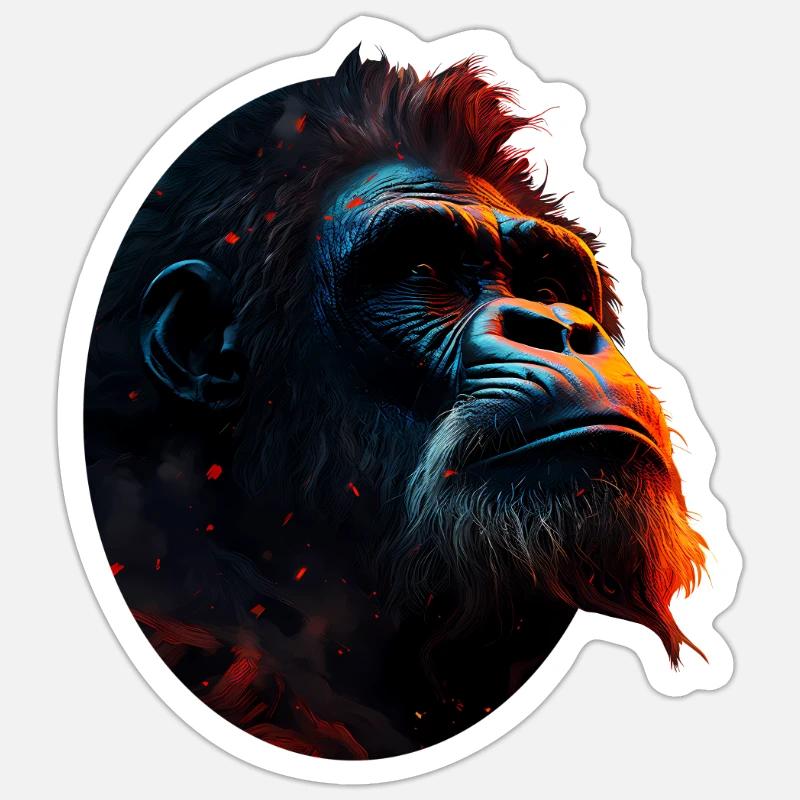 Gorilla - Sticker Größe S (10 x 10 cm) - Mattweiß