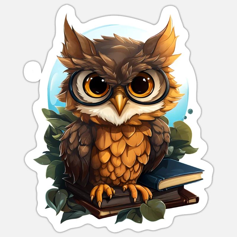 Eule - Sticker Größe S (10 x 10 cm) - Mattweiß