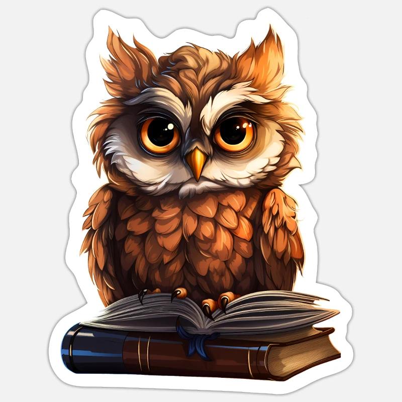 Eule - Sticker Größe S (10 x 10 cm) - Mattweiß