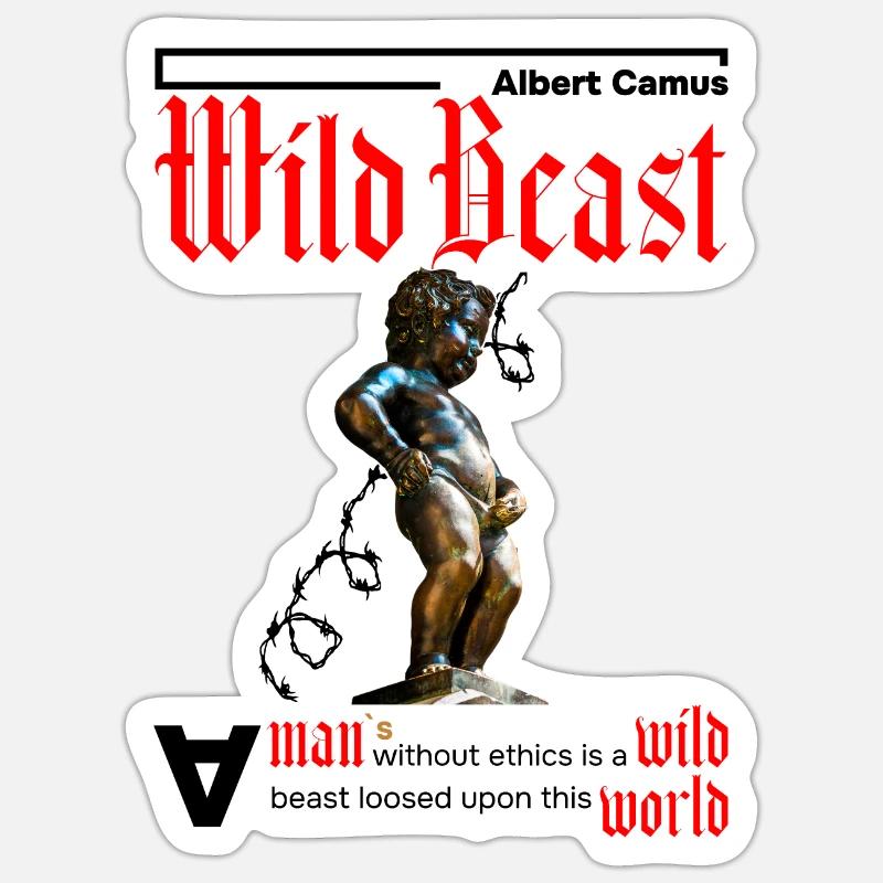 A man without ethics is a beast. Red Sticker size S (10 x 10 cm)