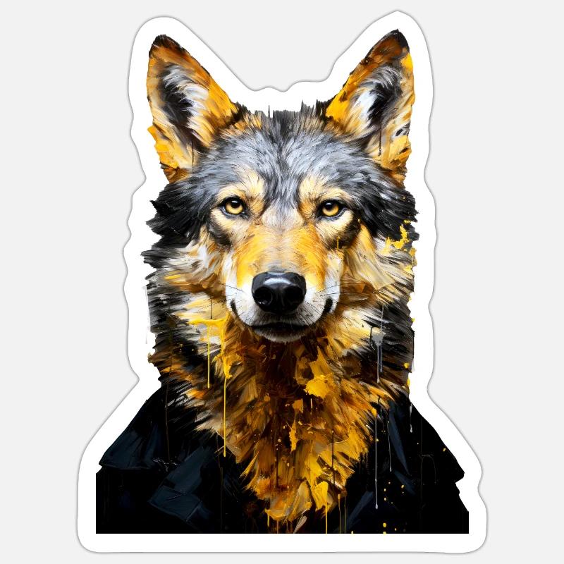 Wolf Tierkunst #wolf - Sticker Größe S (10 x 10 cm) - Mattweiß