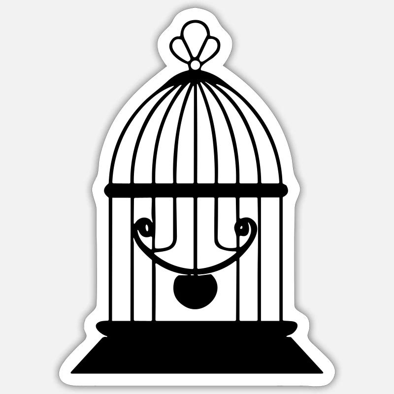 Vogelbauer - Sticker Größe S (10 x 10 cm) - Mattweiß