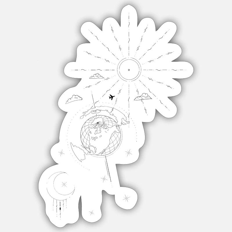 Globe and Sun - Sticker size S (10 x 10 cm) - white matte