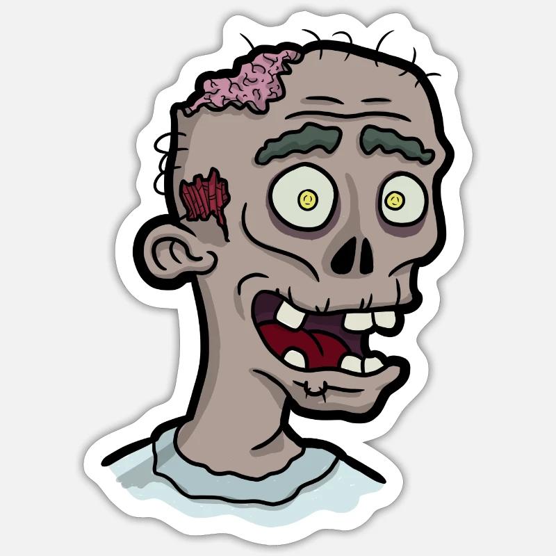 Zombie head with brain - Sticker size S (10 x 10 cm) - white matte