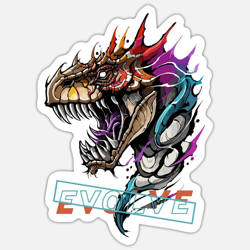 Evolution des Drachen brüllen Sticker Größe S (10 x 10 cm)