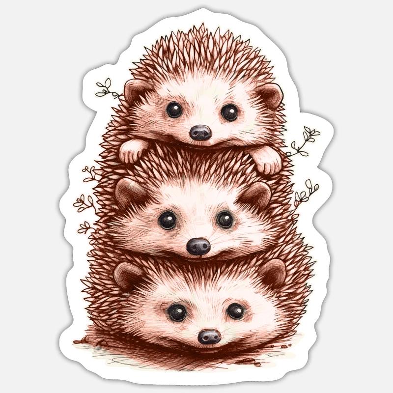 Funny Hedgehogs - Sticker size S (10 x 10 cm) - white matte