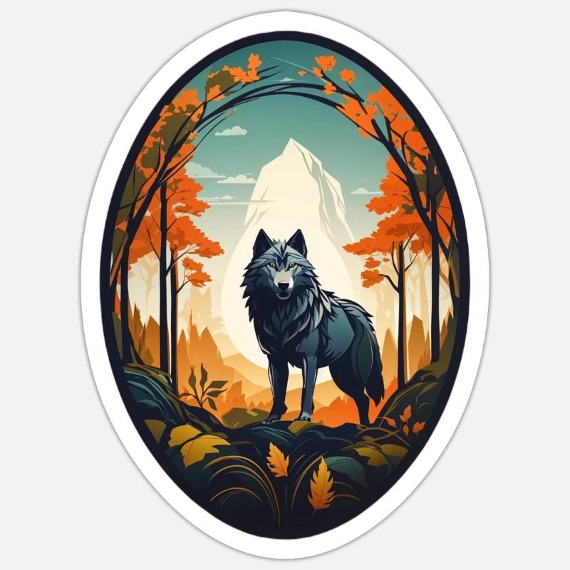 Waldbewohner Wolf Sticker Größe S (10 x 10 cm)