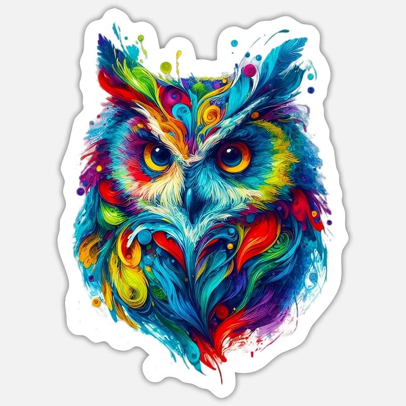 Eule - Sticker Größe S (10 x 10 cm) - Mattweiß