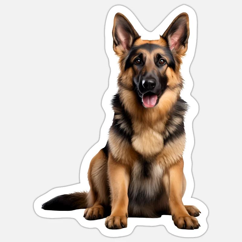 German Shepherd - Sticker Größe S (10 x 10 cm) - Mattweiß